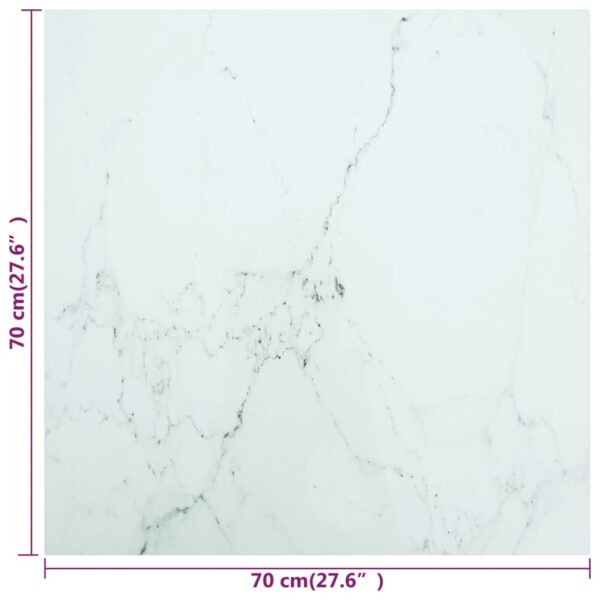 vidaXL Table Top White 27.6"x27.6" 0.2" Tempered Glass with Marble Design - Image 5