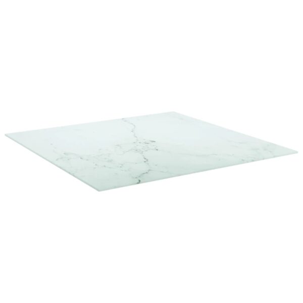 vidaXL Table Top White 31.5"x31.5" 0.2" Tempered Glass with Marble Design - Image 2