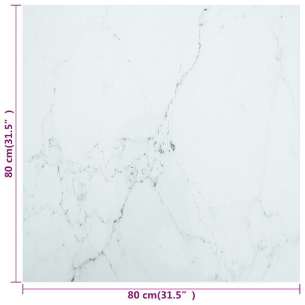 vidaXL Table Top White 31.5"x31.5" 0.2" Tempered Glass with Marble Design - Image 5