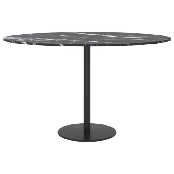 vidaXL Table Top Black Ã˜ 27.6"x0.3" Tempered Glass with Marble Design - Image 3