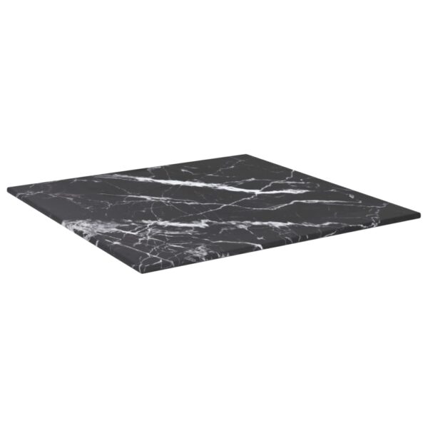 vidaXL Table Top Black 15.7"x15.7" 0.2" Tempered Glass with Marble Design - Image 2