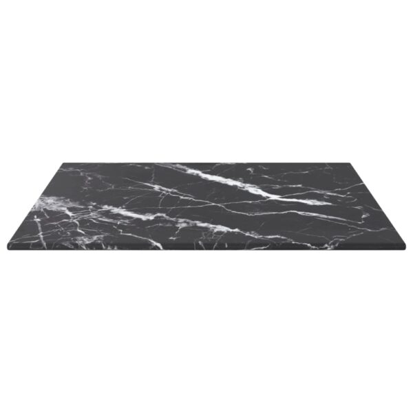 vidaXL Table Top Black 15.7"x15.7" 0.2" Tempered Glass with Marble Design - Image 3