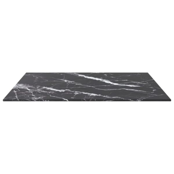 vidaXL Table Top Black 23.6"x23.6" 0.2" Tempered Glass with Marble Design - Image 3