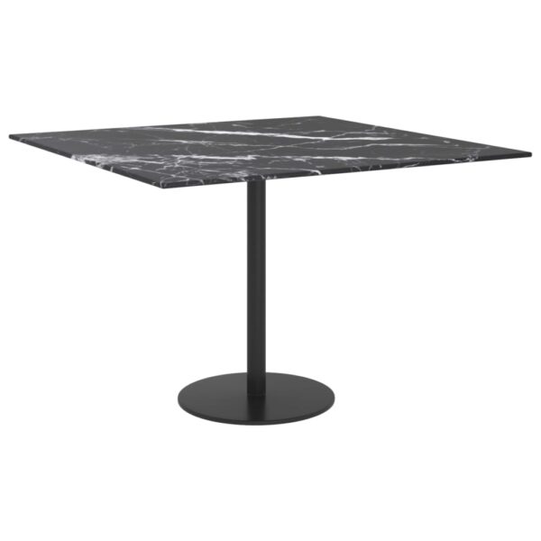 vidaXL Table Top Black 23.6"x23.6" 0.2" Tempered Glass with Marble Design - Image 4