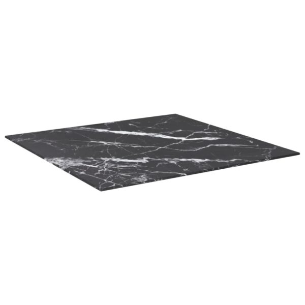 vidaXL Table Top Black 27.6"x27.6" 0.2" Tempered Glass with Marble Design - Image 2