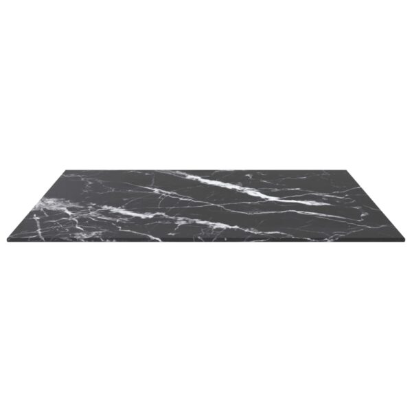 vidaXL Table Top Black 27.6"x27.6" 0.2" Tempered Glass with Marble Design - Image 3