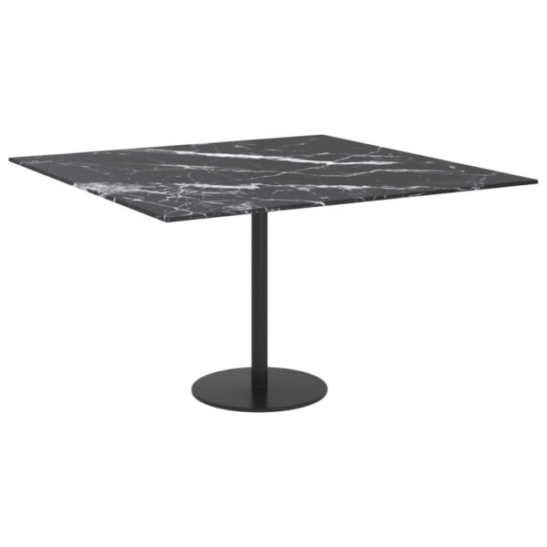 vidaXL Table Top Black 27.6"x27.6" 0.2" Tempered Glass with Marble Design - Image 4