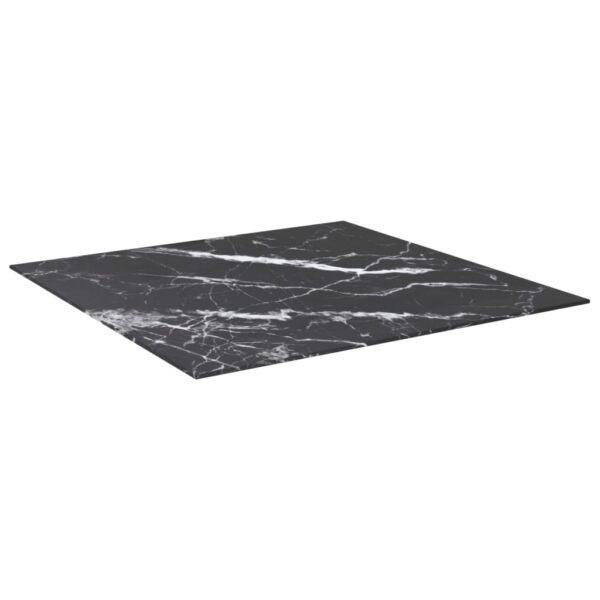 vidaXL Table Top Black 31.5"x31.5" 0.2" Tempered Glass with Marble Design - Image 2