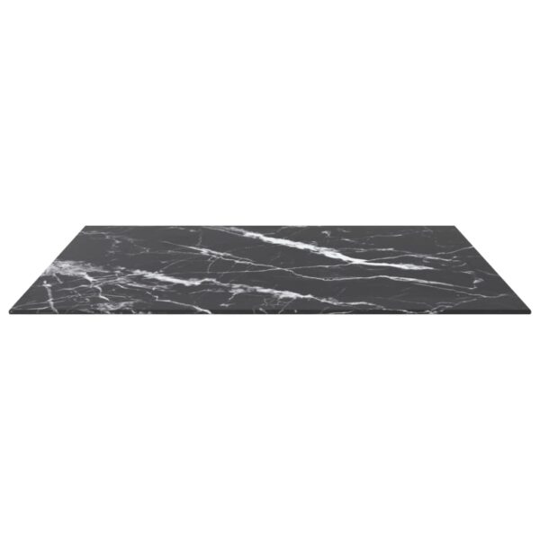 vidaXL Table Top Black 31.5"x31.5" 0.2" Tempered Glass with Marble Design - Image 3