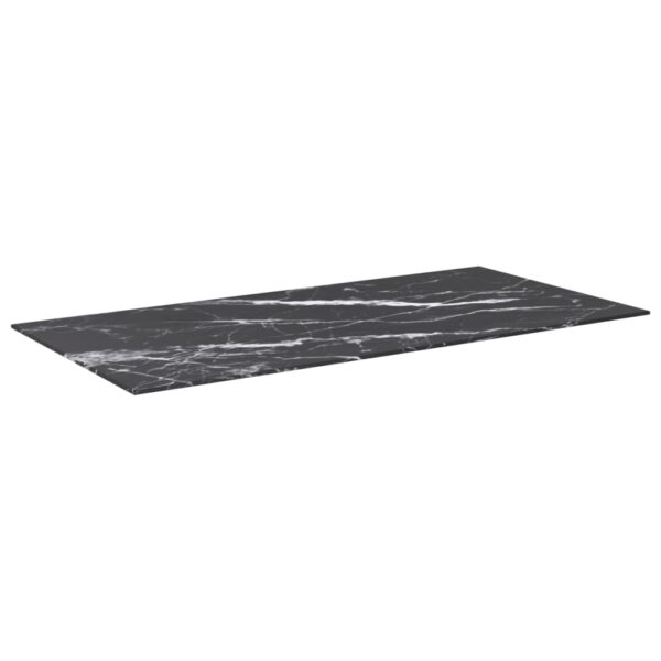 vidaXL Table Top Black 39.4"x19.7" 0.2" Tempered Glass with Marble Design - Image 2