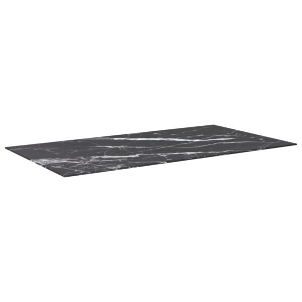 vidaXL Table Top Black 47.2"x25.6" 0.3" Tempered Glass with Marble Design - Image 2