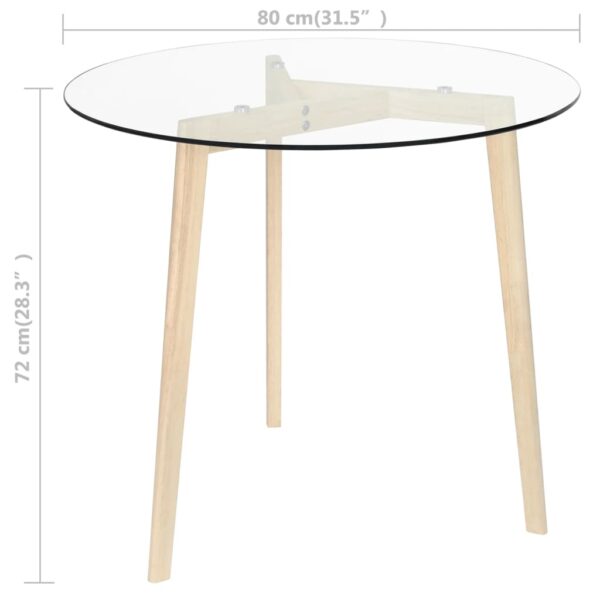 vidaXL Dining Table Transparent 31.5" Tempered Glass - Image 7