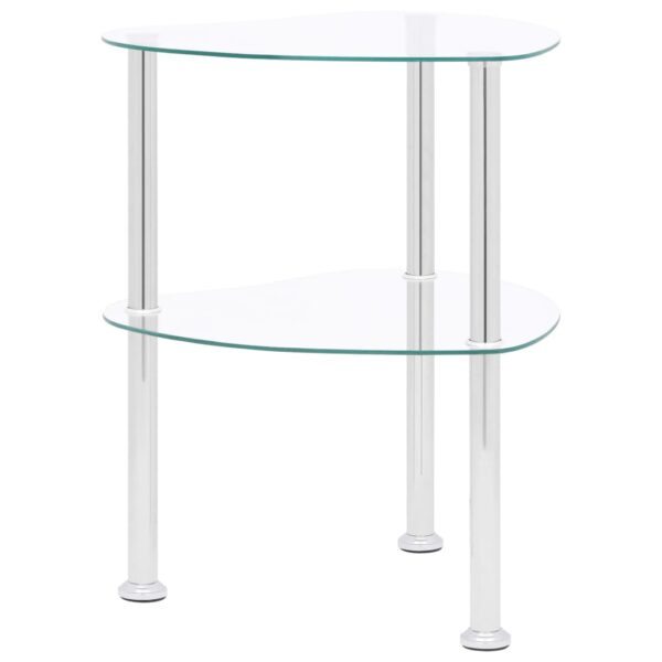 vidaXL 2-Tier Side Table Transparent 15"x15"x19.7" Tempered Glass