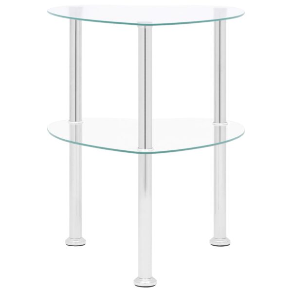 vidaXL 2-Tier Side Table Transparent 15"x15"x19.7" Tempered Glass - Image 2