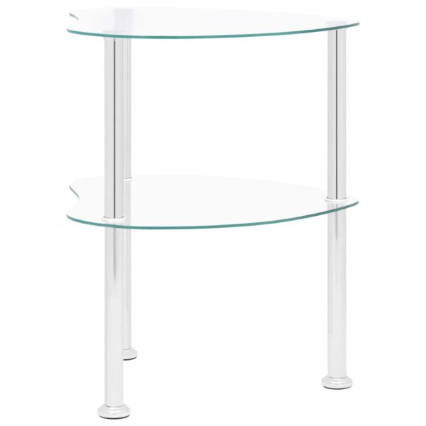 vidaXL 2-Tier Side Table Transparent 15"x15"x19.7" Tempered Glass - Image 3