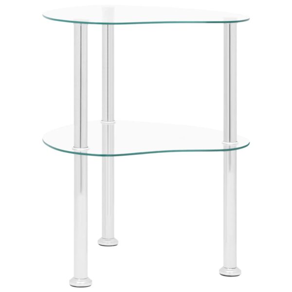 vidaXL 2-Tier Side Table Transparent 15"x15"x19.7" Tempered Glass - Image 4