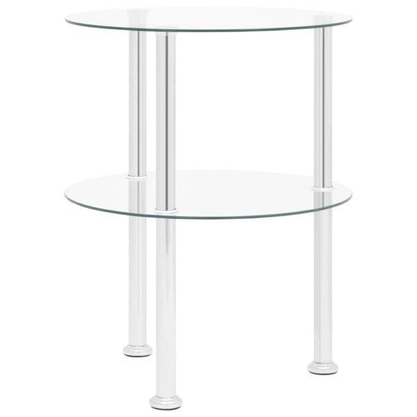 vidaXL 2-Tier Side Table Transparent 15" Tempered Glass - Image 4