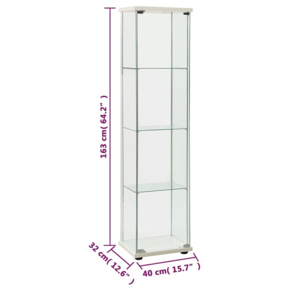 vidaXL Storage Cabinet Tempered Glass White - Image 5