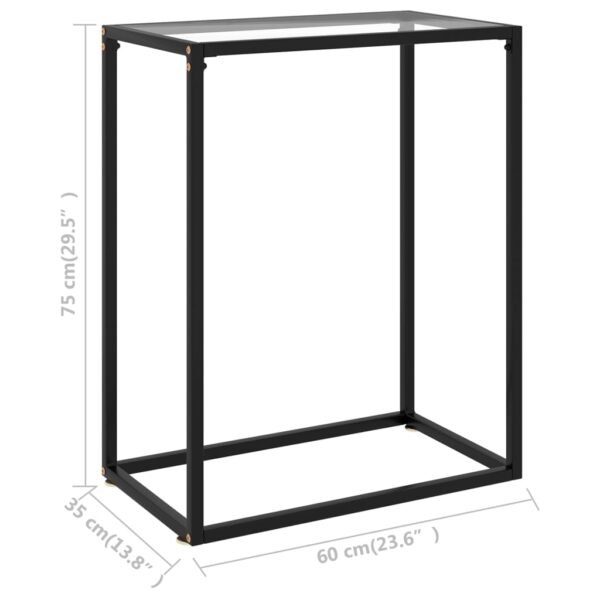 vidaXL Console Table Transparent 23.6"x13.8"x29.5" Tempered Glass - Image 6