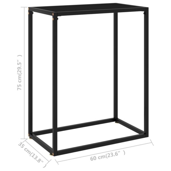 vidaXL Console Table Black 23.6"x13.8"x29.5" Tempered Glass - Image 6