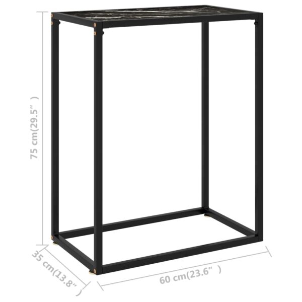 vidaXL Console Table Black 23.6"x13.8"x29.5" Tempered Glass - Image 6