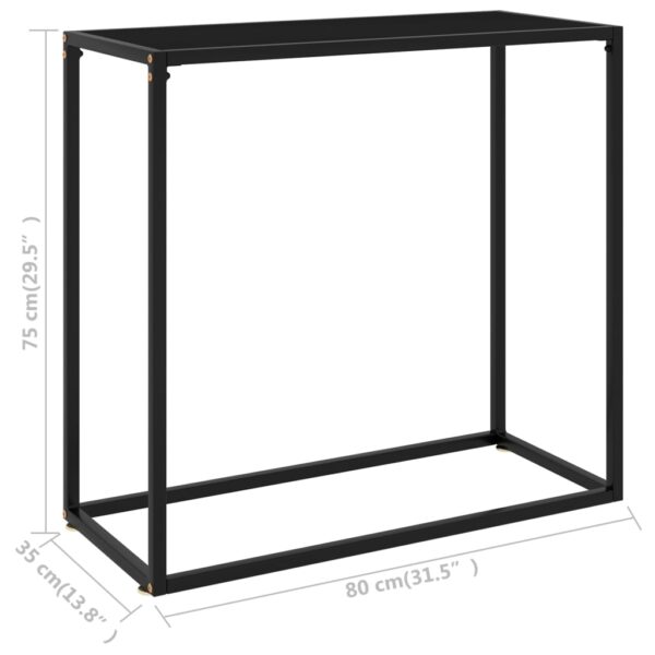 vidaXL Console Table Black 31.5"x13.8"x29.5" Tempered Glass - Image 6