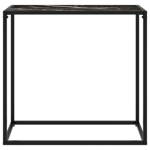 vidaXL Console Table Black 31.5"x13.8"x29.5" Tempered Glass - Image 2