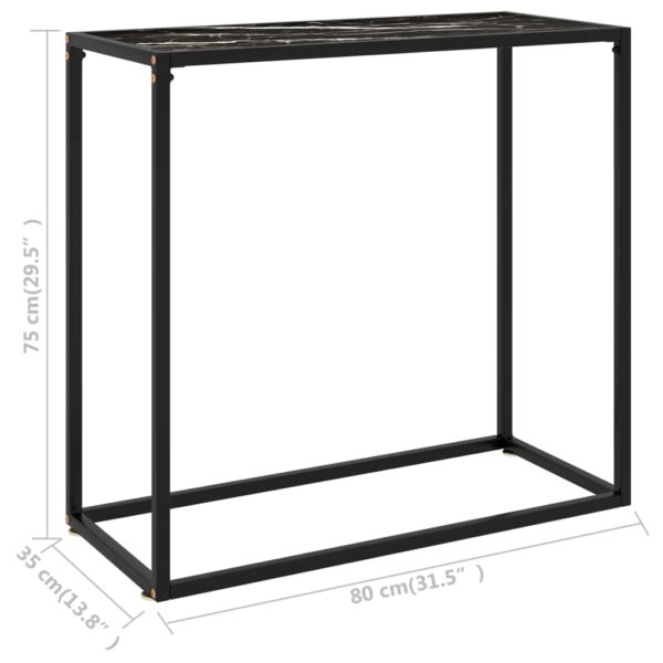 vidaXL Console Table Black 31.5"x13.8"x29.5" Tempered Glass - Image 6