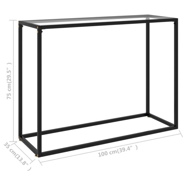 vidaXL Console Table Transparent 39.4"x13.8"x29.5" Tempered Glass - Image 6