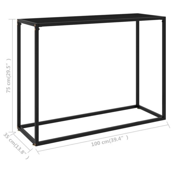 vidaXL Console Table Black 39.4"x13.8"x29.5" Tempered Glass - Image 6