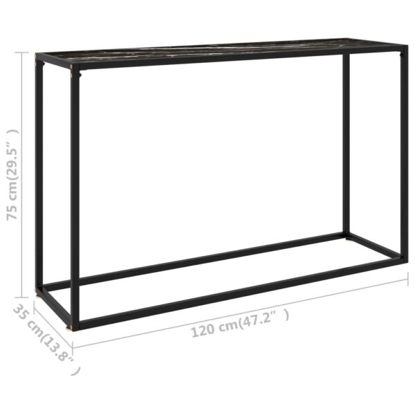 vidaXL Console Table Black 47.2"x13.8"x29.5" Tempered Glass - Image 6