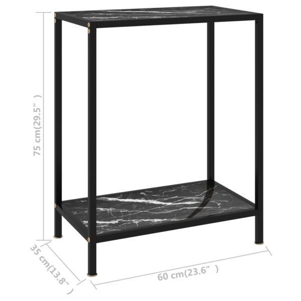 vidaXL Console Table Black 23.6"x13.8"x29.5" Tempered Glass - Image 6