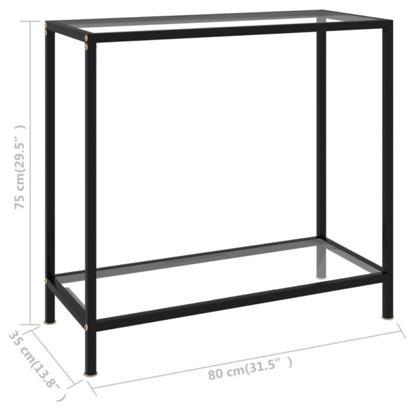 vidaXL Console Table Transparent 31.5"x13.8"x29.5" Tempered Glass - Image 6