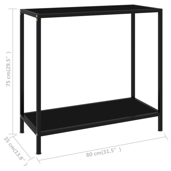 vidaXL Console Table Black 31.5"x13.8"x29.5" Tempered Glass - Image 6