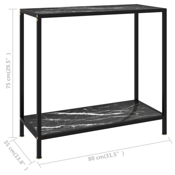 vidaXL Console Table Black 31.5"x13.8"x29.5" Tempered Glass - Image 6