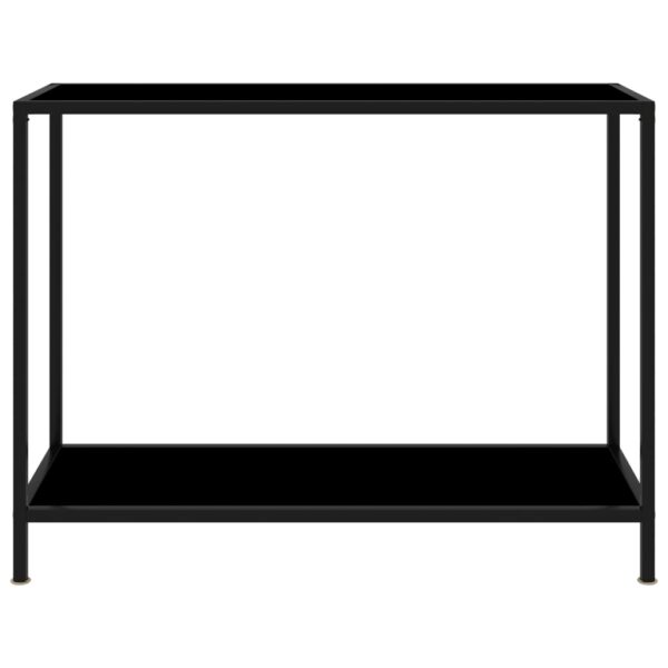 vidaXL Console Table Black 39.4"x13.8"x29.5" Tempered Glass - Image 2