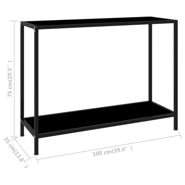 vidaXL Console Table Black 39.4"x13.8"x29.5" Tempered Glass - Image 6