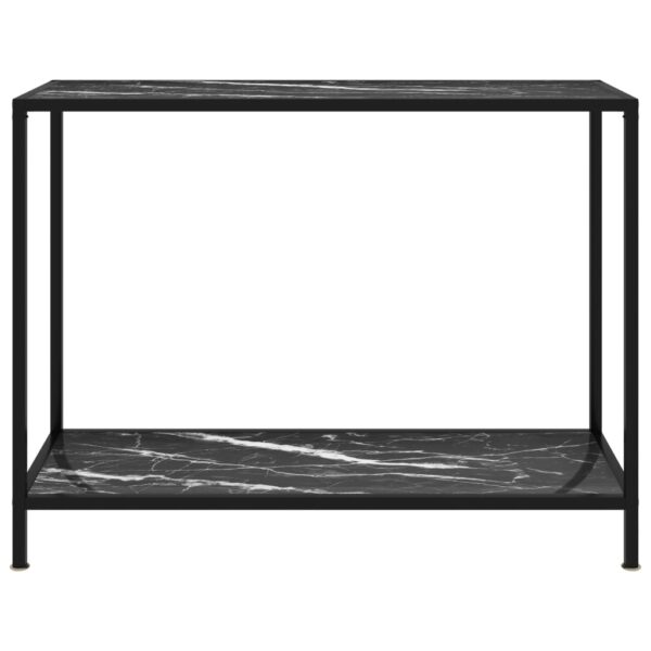 vidaXL Console Table Black 39.4"x13.8"x29.5" Tempered Glass - Image 2