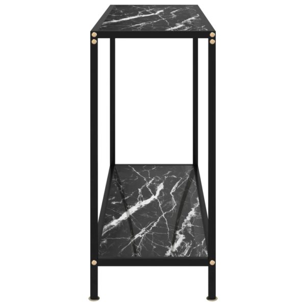 vidaXL Console Table Black 39.4"x13.8"x29.5" Tempered Glass - Image 3