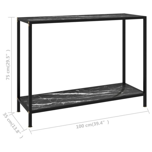 vidaXL Console Table Black 39.4"x13.8"x29.5" Tempered Glass - Image 6