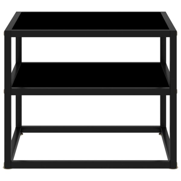 vidaXL Console Table Black 19.7"x15.7"x15.7" Tempered Glass - Image 2