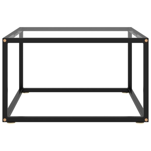 vidaXL Coffee Table Black with Tempered Glass 23.6"x23.6"x13.8" - Image 2