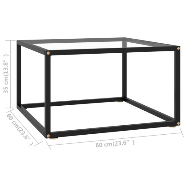 vidaXL Coffee Table Black with Tempered Glass 23.6"x23.6"x13.8" - Image 5