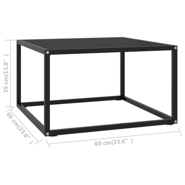 vidaXL Coffee Table Black with Black Glass 23.6"x23.6"x13.8" - Image 5