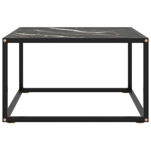 vidaXL Coffee Table Black with Black Marble Glass 23.6"x23.6"x13.8" - Image 2