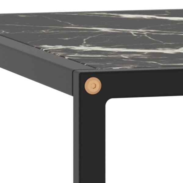 vidaXL Coffee Table Black with Black Marble Glass 23.6"x23.6"x13.8" - Image 4