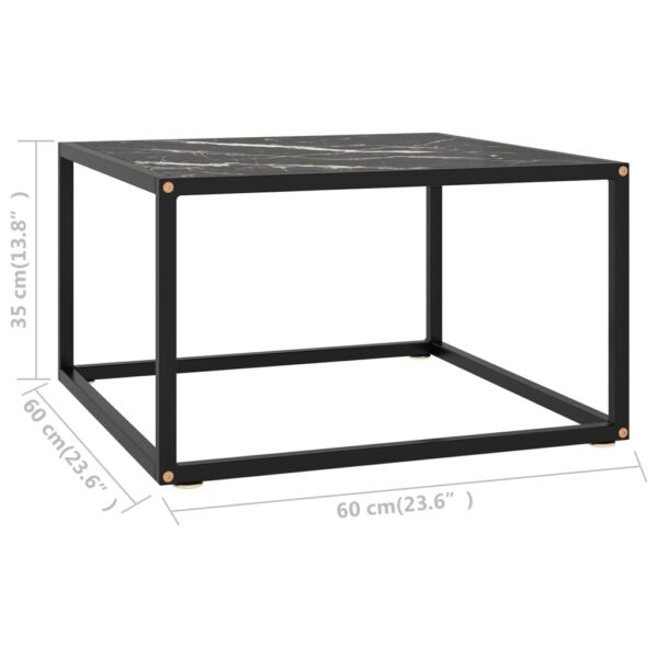 vidaXL Coffee Table Black with Black Marble Glass 23.6"x23.6"x13.8" - Image 5