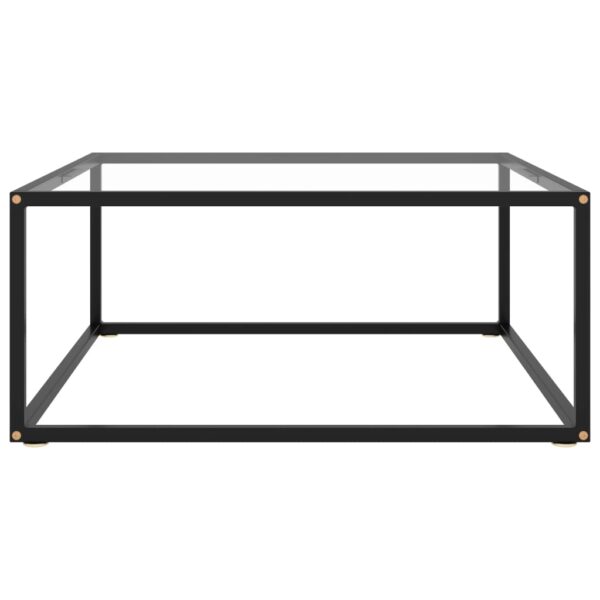 vidaXL Coffee Table Black with Tempered Glass 31.5"x31.5"x13.8" - Image 2