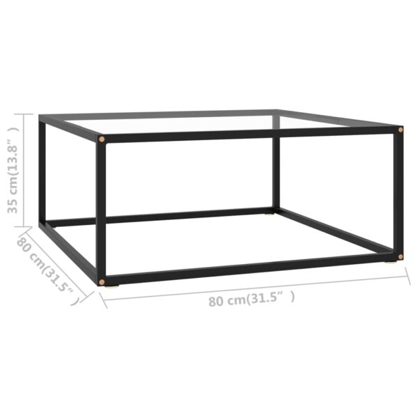 vidaXL Coffee Table Black with Tempered Glass 31.5"x31.5"x13.8" - Image 5