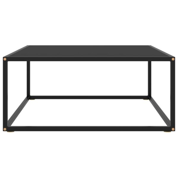 vidaXL Coffee Table Black with Black Glass 31.5"x31.5"x13.8" - Image 2